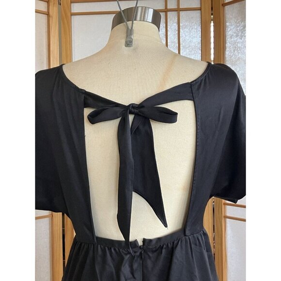 Free People Black Mini Dress, tie back, pockets, Boho Size 4 - Picture 5 of 11